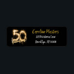 Étiquette Black Gold 50 et toujours Fabulous 50th Birthday P<br><div class="desc">Une étiquette d'adresse de retour fantaisie, noire et dorée moderne 50e anniversaire que vous pouvez personnaliser et envoyer avec votre invitation de fête de cinquantième anniversaire bash. Vous pouvez modifier la couleur du texte ainsi que la taille de la police et de la police à l'aide du menu de modification....</div>