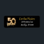 Étiquette Black Gold 50 et toujours Fabulous 50th Birthday P<br><div class="desc">Une étiquette d'adresse de retour fantaisie, noire et dorée moderne 50e anniversaire que vous pouvez personnaliser et envoyer avec votre invitation de fête de cinquantième anniversaire bash. Vous pouvez modifier la couleur du texte ainsi que la taille de la police et de la police à l'aide du menu de modification....</div>