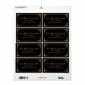 Étiquette Black Gold Art Déco Great Gatsby Livraison Étiquet (Feuille entière)