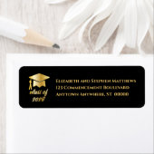 Étiquette Black | Gold Class of 2026 Graduation Cap Label (En situation)
