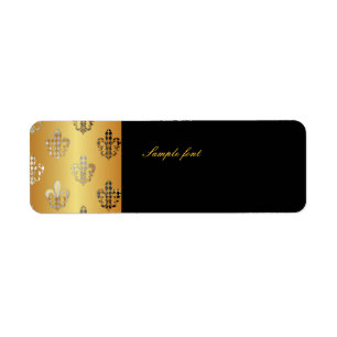 Étiquette Black Gold Fleur de lis avec harlequin