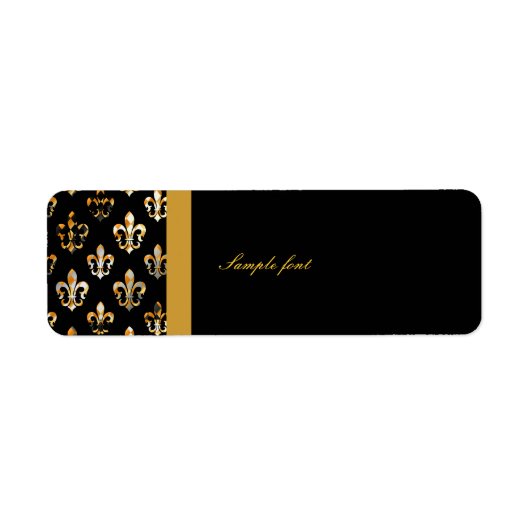 Étiquette Black Gold Fleur de lis avec harlequin (Devant)