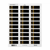 Étiquette Black Gold Fleur de lis avec harlequin (Feuille entière)