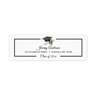 Étiquette Black Gold Graduation Class Casquette et Tassel Ad