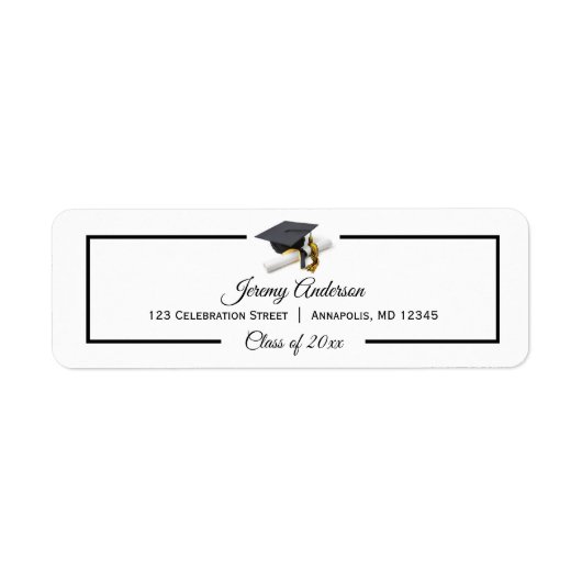 Étiquette Black Gold Graduation Class Casquette et Tassel Ad (Devant)