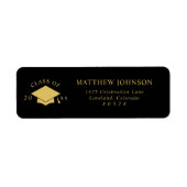 Étiquette Black Gold Graduation Return Address (Devant)