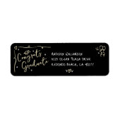 Étiquette Black Gold Hand Drawn Doodle Graduation Address (Devant)