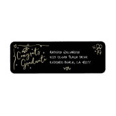 Étiquette Black Gold Hand Drawn Doodle Graduation Address (Devant)