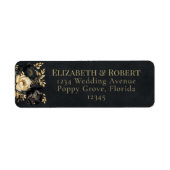 Étiquette Black & Gold Peony Wedding Address Labels (Devant)