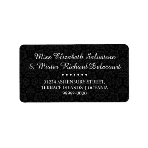 Étiquette Black Gothique Victorian Mariage damassé Adresse