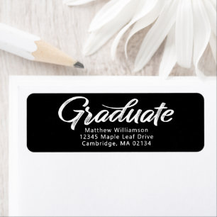 Étiquette Black Graduation Bold Script Simple Modern Address
