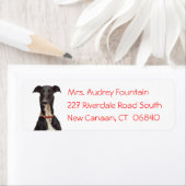 Étiquette Black Greyhound Chien Chien rouge Adresse de retou (En situation)