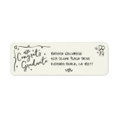 Étiquette Black Hand Drawn Doodle Graduation Cream Address (Devant)