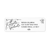 Étiquette Black Hand Drawn Doodle Graduation White Address (Devant)