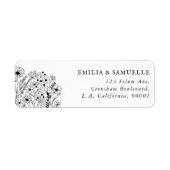 Étiquette Black Hand Drawn Wildflowers Rustic Return Address (Devant)