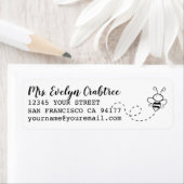 Étiquette Black Ink Bee Nom personnalisé Adresse de retour É (En situation)