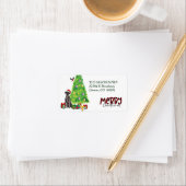 Étiquette Black Lab, Bird and Christmas Tree Adresse de reto (En situation)