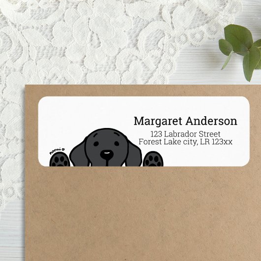 Étiquette Black Labrador Watching Adresse de retour