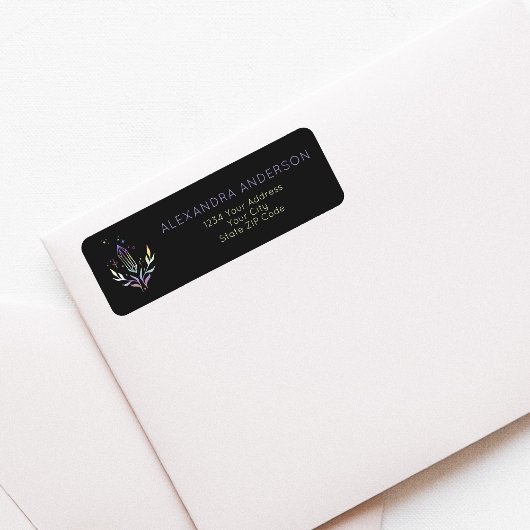 Étiquette Black Mystical Spirituel Crystals Adresse de retou