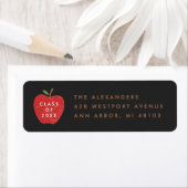 Étiquette Black Red Apple Preschool Graduation Address Label (En situation)