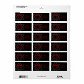 Étiquette Black Red Star of David Adresse de retour (Feuille entière)