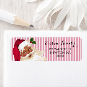 Étiquette Black Santa Claus Cranberry Stripe Label