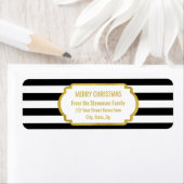 Étiquette Black Stripes Gold Joyeux Noël (En situation)
