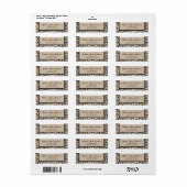 Étiquette Black Swirl Damask sur Tan (Feuille entière)