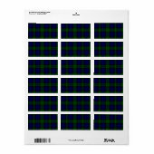 Étiquette Black Watch Tartan bleu vert Plaid (Feuille entière)