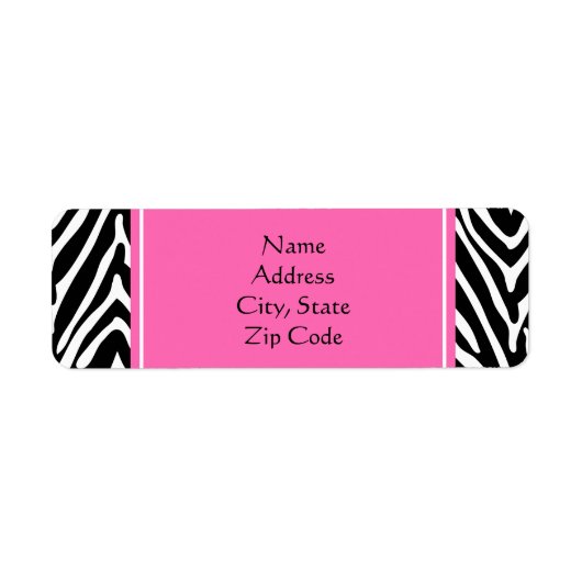 Étiquette Black, White and Hot Pink Zebra (Devant)