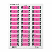 Étiquette Black, White and Hot Pink Zebra (Feuille entière)