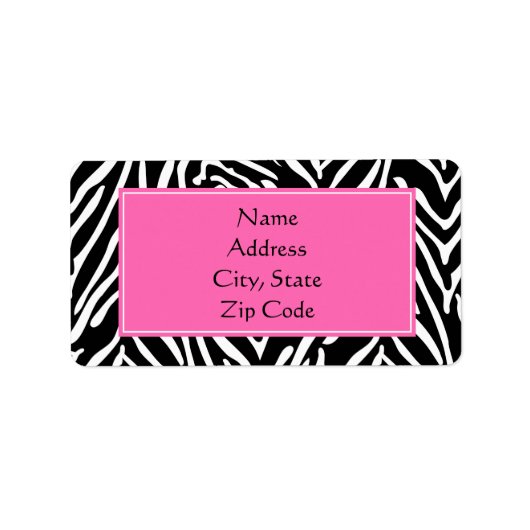 Étiquette Black, White and Hot Pink Zebra (Devant)