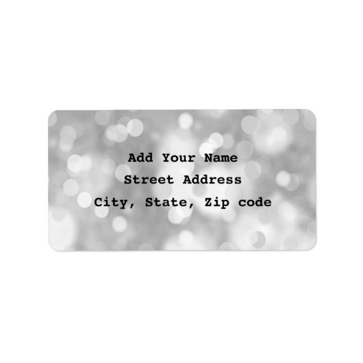 Étiquette Black White Bokeh Silver Elégante Parties scintill (Devant)