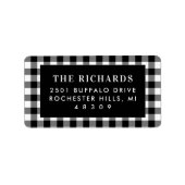 Étiquette Black White Buffalo Plaid Holiday Adresse de retou (Devant)