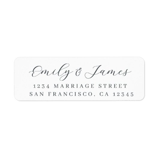Étiquette Black White Elegant Script Return Address Label (Devant)
