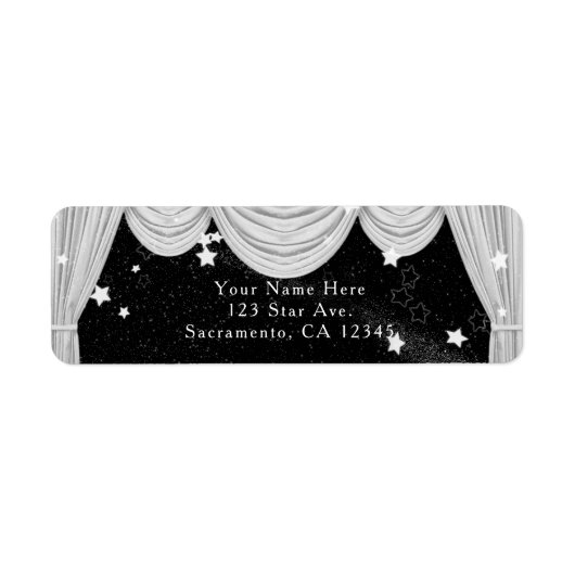 Étiquette Black & White HOLLYWOOD rideaux Invitation (Devant)