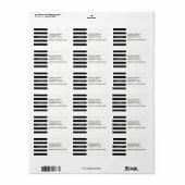 Étiquette Black White Horizontal Preppy Stripe Nom monogram (Feuille entière)