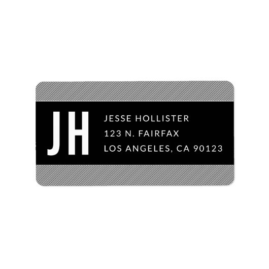 Étiquette Black & White Modern Mince Stripes Adresse de reto (Devant)