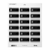 Étiquette Black & White Modern Mince Stripes Adresse de reto (Feuille entière)