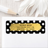 Étiquette Black & White Pois Gold Foil Party (En situation)