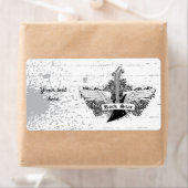 Étiquette Black white Rock star guitare électrique ailes éti (En situation)