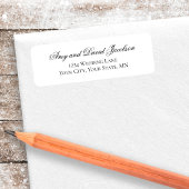 Étiquette Black White Script Wedding Return Address