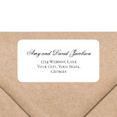 Étiquette Black White Script Wedding Return Address