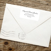 Étiquette Black White Script Wedding Return Address