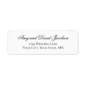 Étiquette Black White Script Wedding Return Address (Devant)