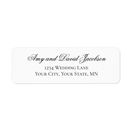 Étiquette Black White Script Wedding Return Address (Devant)