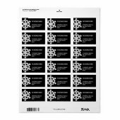 Étiquette Black white snow flake moderne chic adresse de ret (Feuille entière)