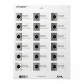 Étiquette Black White Stripe Black Quatrefoil 3 Monogramme (Feuille entière)