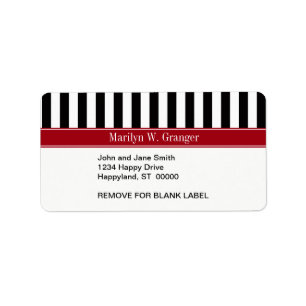 Étiquette Black White Stripe Cranberry
