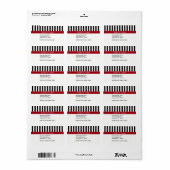 Étiquette Black White Stripe Cranberry (Feuille entière)